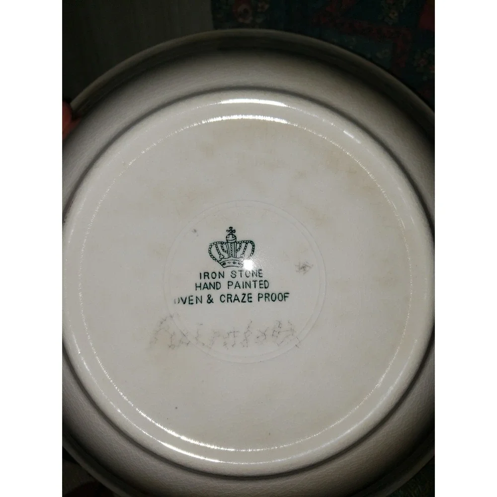 Vintage Ironstone Hand Painted Vegetable Bowl Tomatoes Carrots Lettuce Salad